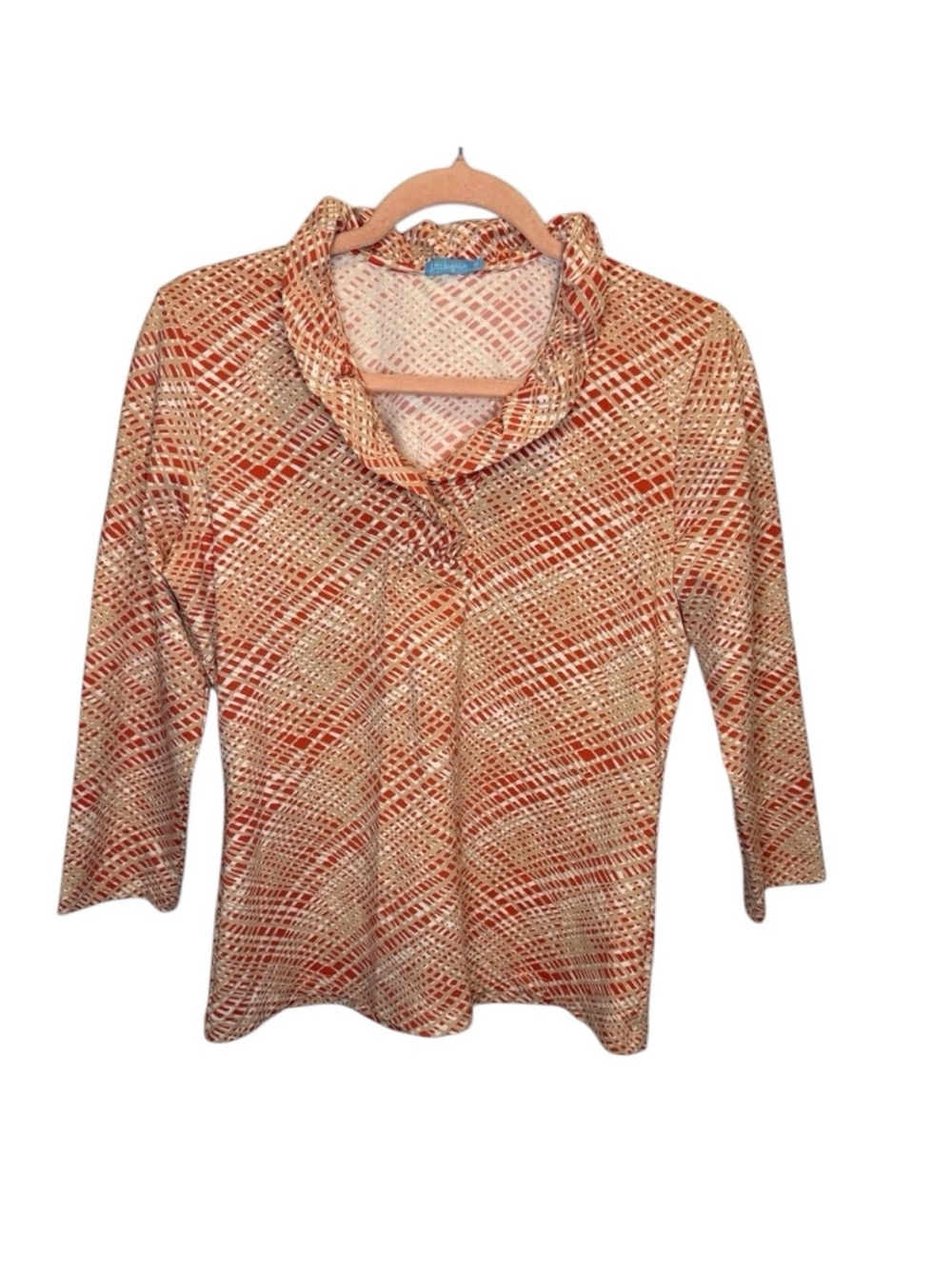 J. McLaughlin Geometric Durham Preppy Ruffle Top Medium